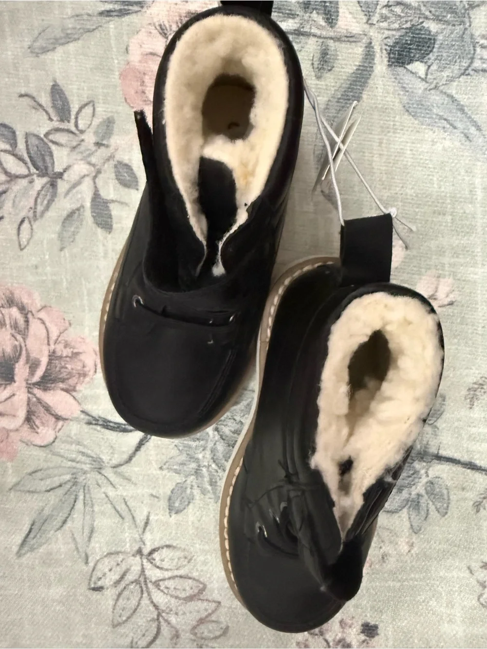 Old Navy Black Kids Faux-Leather Ankle Boots with Cream Sole